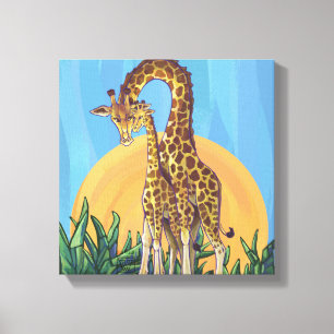 Giraffe Mamma och Baby Canvastryck