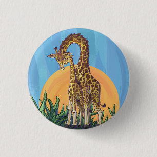Giraffe Mamma och Baby Knapp