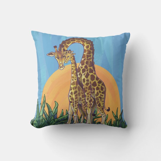 Giraffe Mamma och Baby Kudde (Framsida)