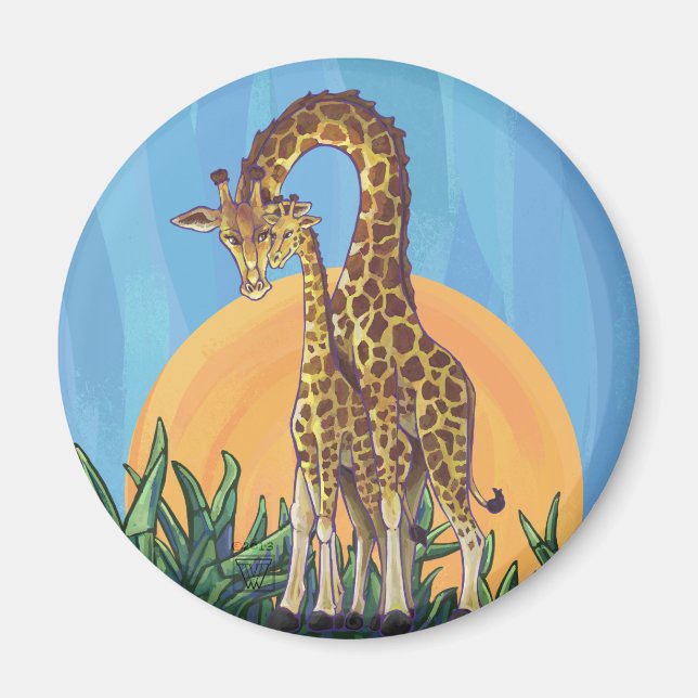 Giraffe Mamma och Baby Magnet (Framsidan)