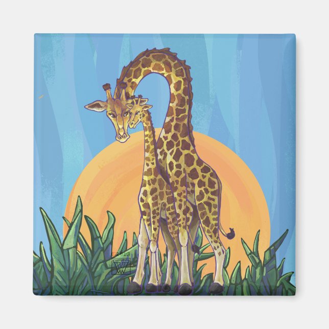 Giraffe Mamma och Baby Magnet (Framsidan)