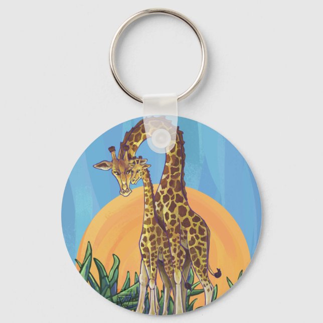 Giraffe Mamma och Baby Nyckelring (Framsida)