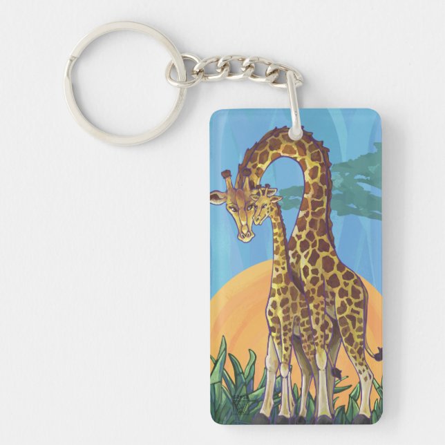 Giraffe Mamma och Baby Nyckelring (Framsidan)