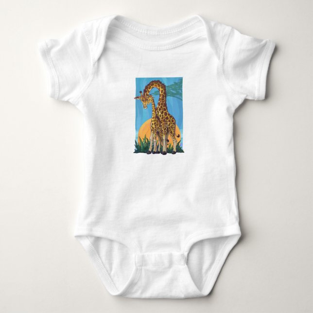 Giraffe Mamma och Baby T Shirt (Framsida)