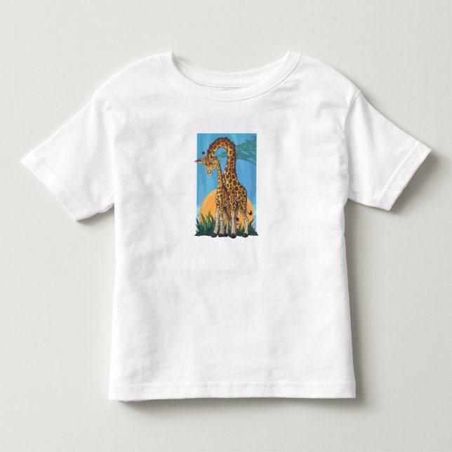 Giraffe Mamma och Baby Tee Shirt (Framsida)