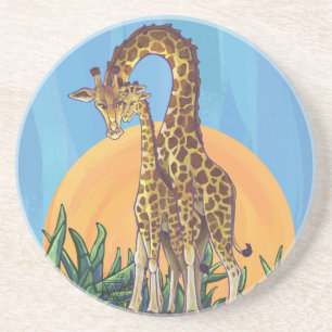 Giraffe Mamma och Baby Underlägg Sandsten