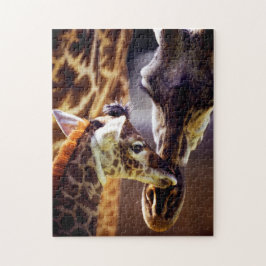 Giraffe Mamma och Calf, Jigszawa Puzzle Pussel