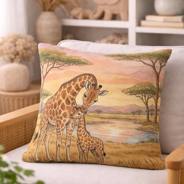 Giraffe Mamma Och Kalv Safari Djur  Kudde (Skapare uppladdad)