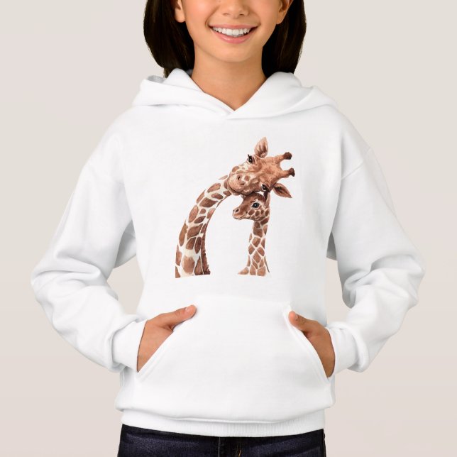 Giraffe mamma och unge-pekdon t shirt (Framsida)