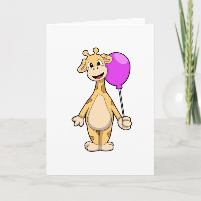 Giraffe med Ballon Kort (Framsida)