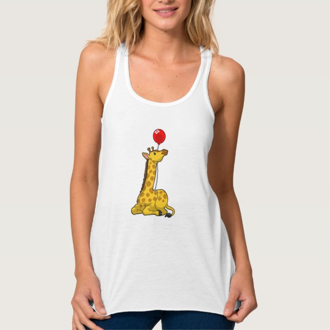 Giraffe med Balloon Linne Med Racerback (Framsida)