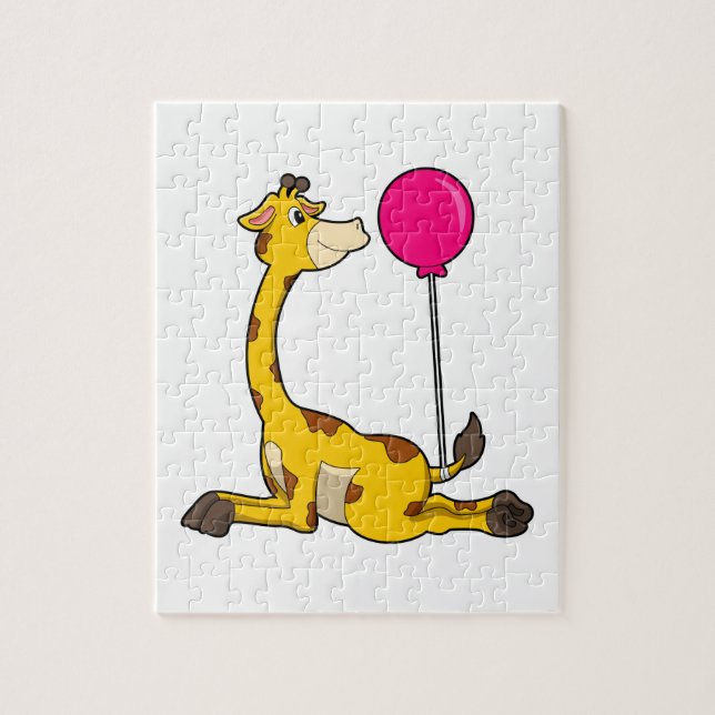 Giraffe med Balloon Pussel (Vertikal)