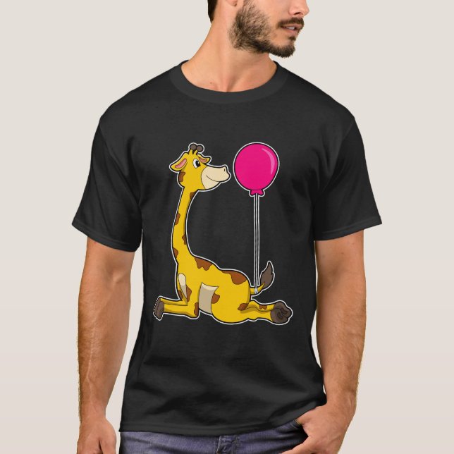 Giraffe med Balloon T Shirt (Framsida)