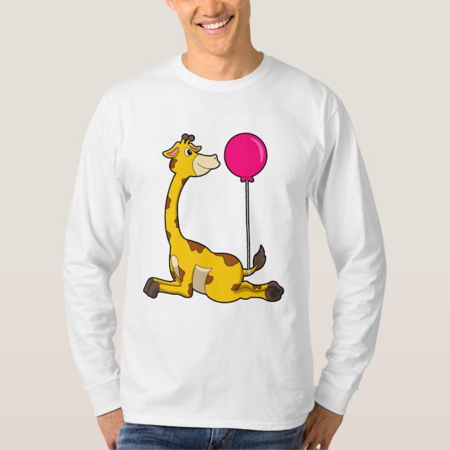 Giraffe med Balloon T Shirt (Framsida)