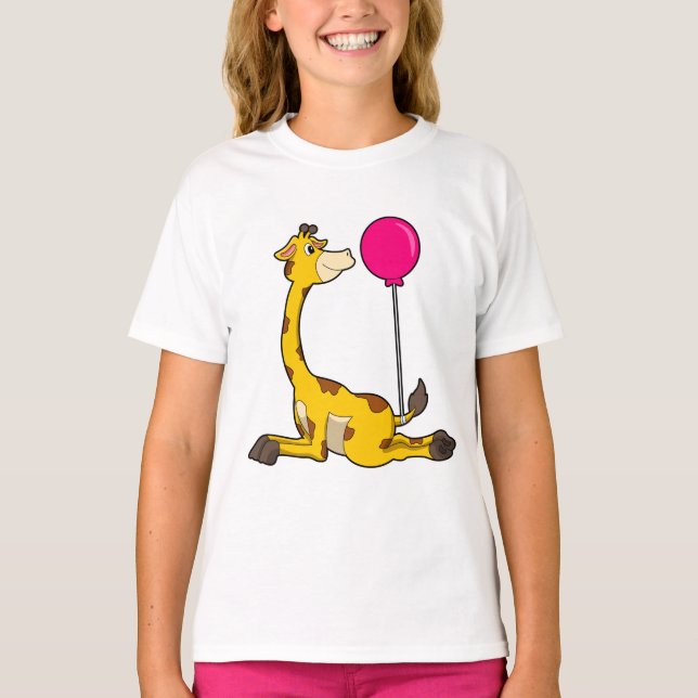 Giraffe med Balloon T Shirt (Framsida)