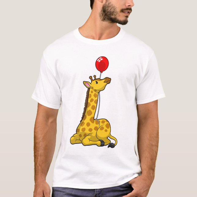Giraffe med Balloon T Shirt (Framsida)