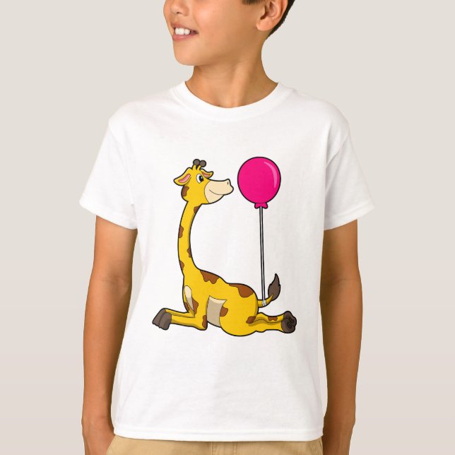 Giraffe med Balloon T Shirt (Framsida)