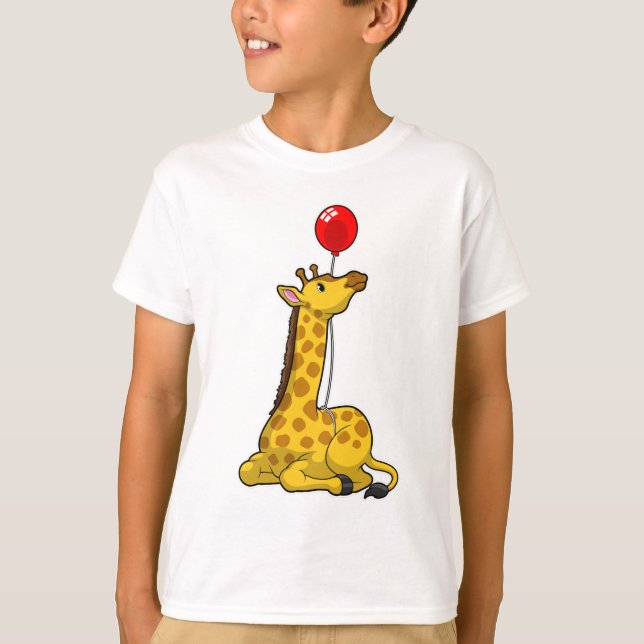 Giraffe med Balloon T Shirt (Framsida)