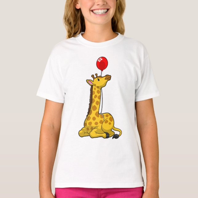 Giraffe med Balloon T Shirt (Framsida)