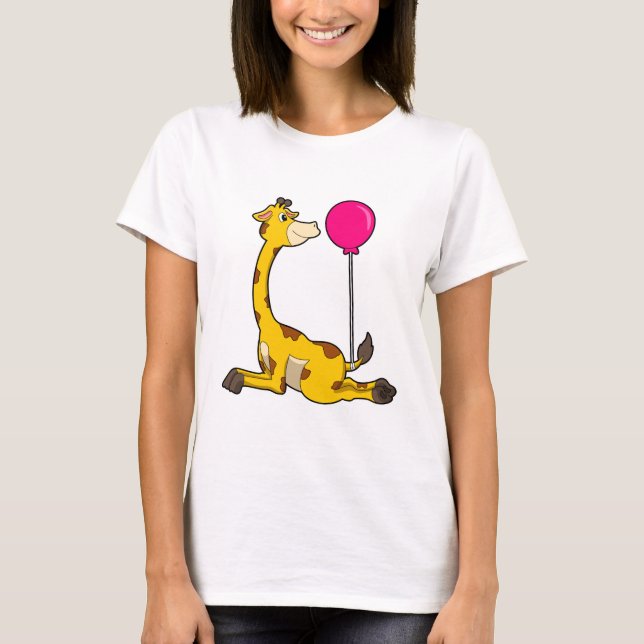 Giraffe med Balloon T Shirt (Framsida)