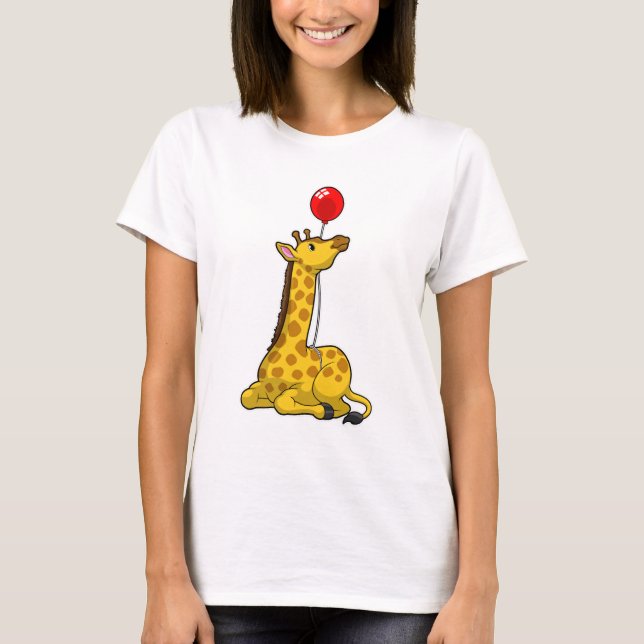 Giraffe med Balloon T Shirt (Framsida)