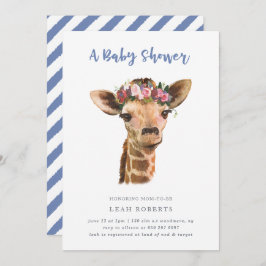 Giraffe med blommigt krona inbjudningar