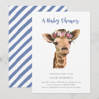 Giraffe med blommigt krona inbjudningar