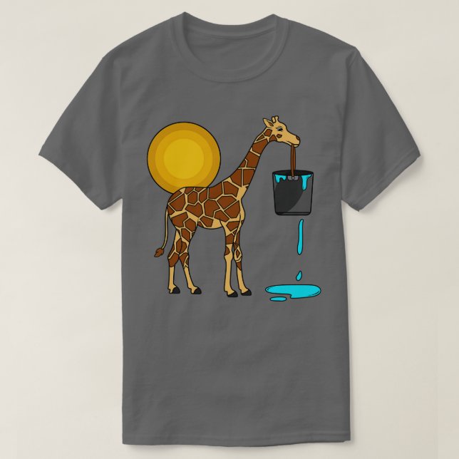 Giraffe med Bucket Vatten T Shirt (Design framsida)