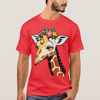 Giraffe med en söt tecknad från krona t shirt
