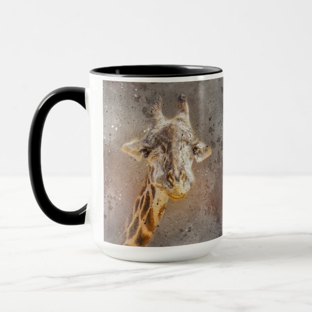 Giraffe med ett Flint Safari Animal Mugg (Vänster)
