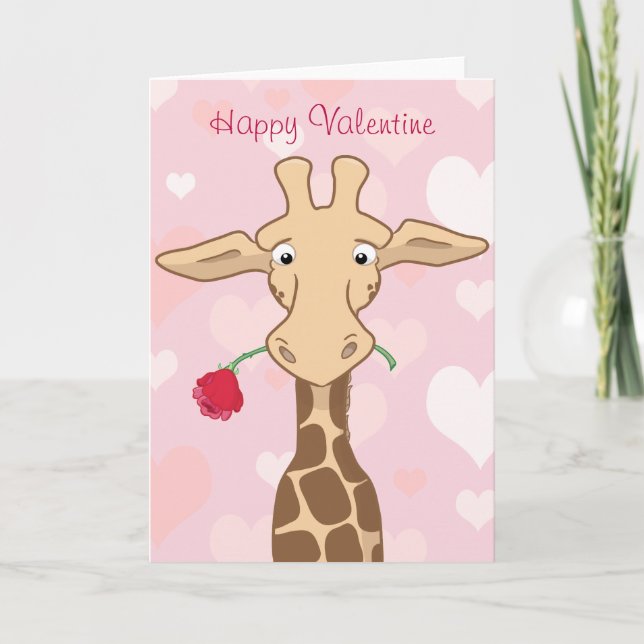 Giraffe med ett Ro Valentine Card Helgkort (Framsida)