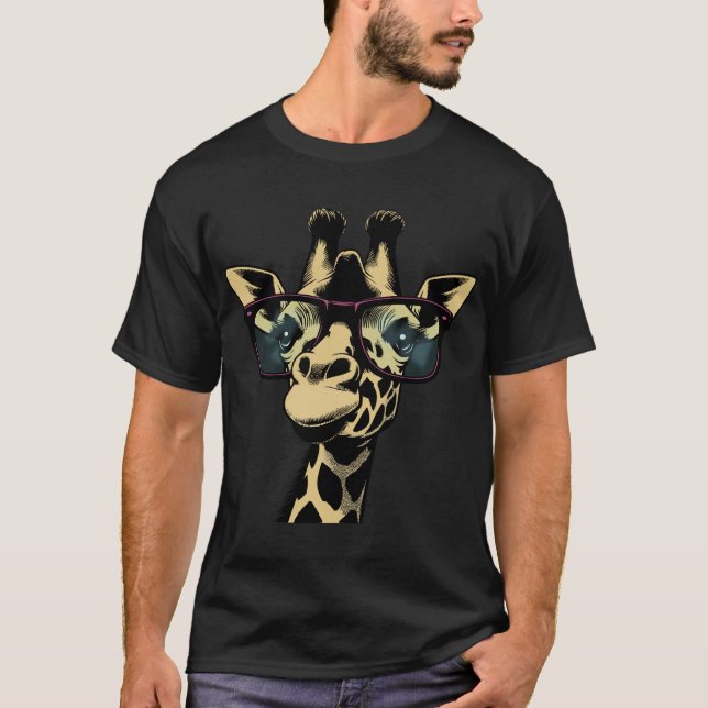 Giraffe med glas T-Shirt (Framsida)