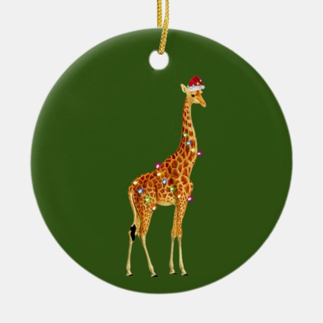 GIRAFFE MED Hat Ljus-jul Julgransprydnad Keramik (Framsidan)