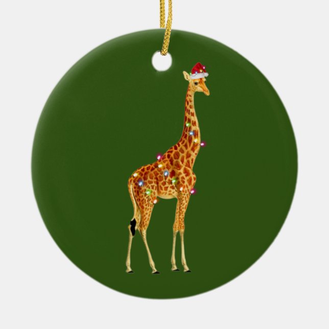 GIRAFFE med Hat SCAft-jul Julgransprydnad Keramik (Framsidan)