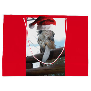 Giraffe med Jultomten hat