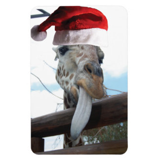 Giraffe med Jultomten Hat Magnet