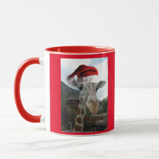 Giraffe med Jultomten Hat Mugg
