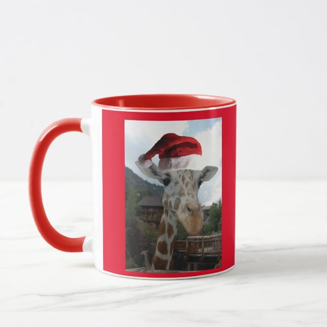 Giraffe med Jultomten Hat Mugg (Vänster)