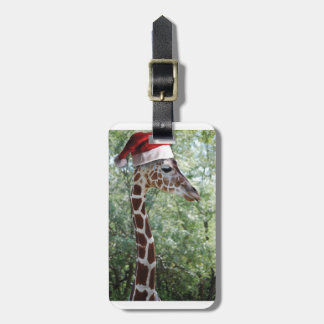 Giraffe med Jultomten Hat på Bagagebricka