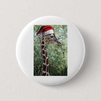 Giraffe med Jultomten Hat på Knapp