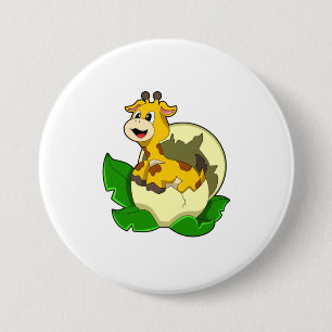 Giraffe med Löv & Egg Knapp