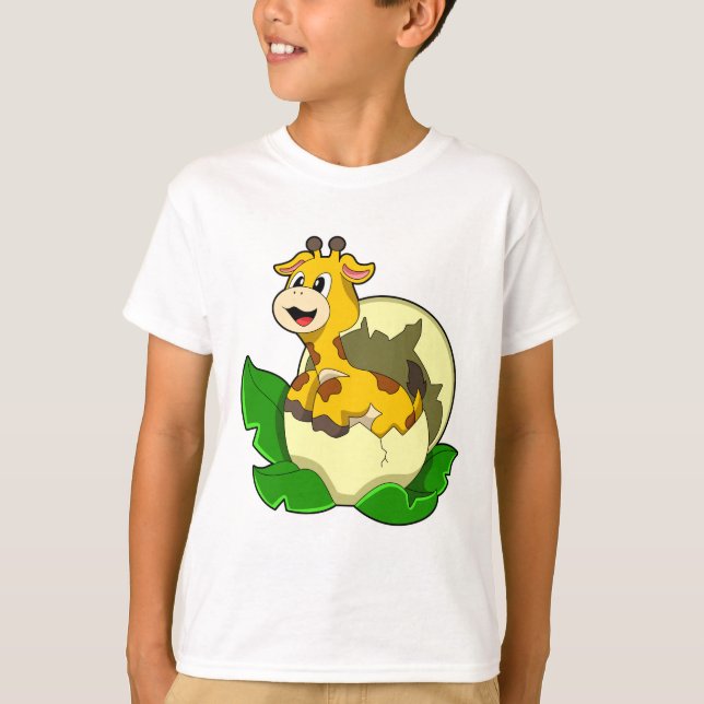 Giraffe med Löv & Egg T Shirt (Framsida)