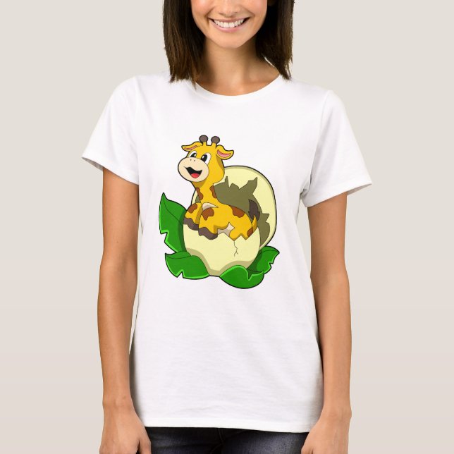 Giraffe med Löv & Egg T Shirt (Framsida)