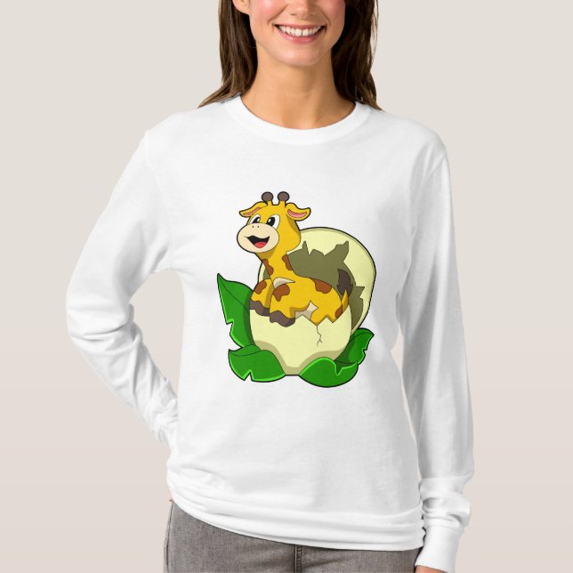 Giraffe med Löv & Egg T Shirt (Framsida)