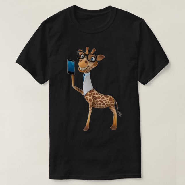 Giraffe med mobil t shirt (Design framsida)