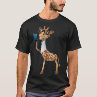 Giraffe med mobil t shirt