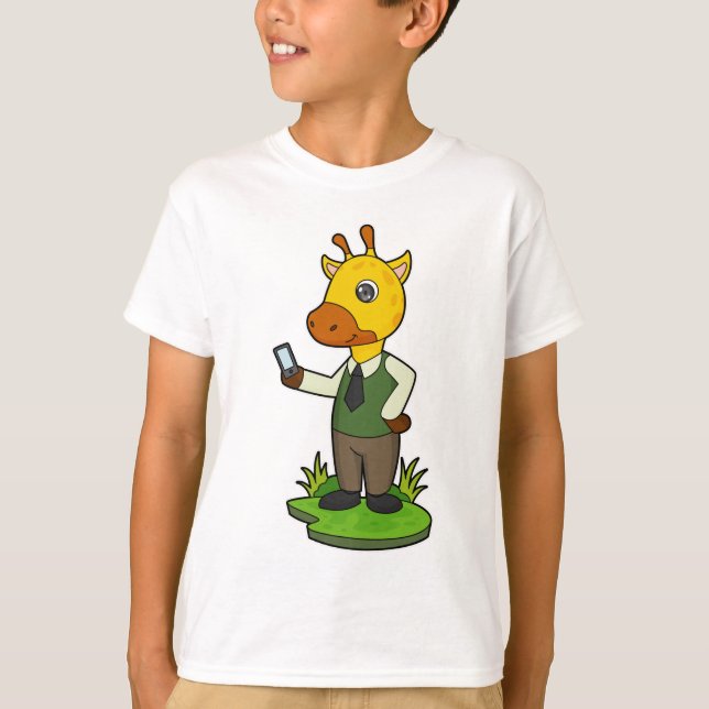 Giraffe med Mobile T Shirt (Framsida)