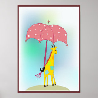 giraffe med paraply poster