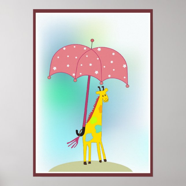 giraffe med paraply poster (Framsidan)