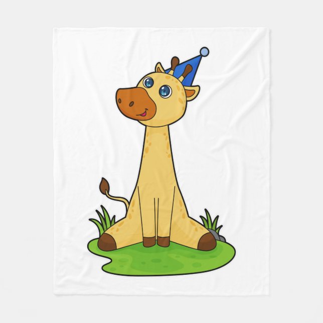 Giraffe med Party hat Fleecefilt (Framsidan)